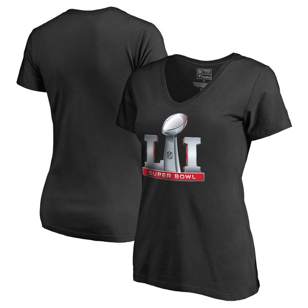 Pro Line by Fanatics Branded Women's Super Bowl LI Logo Plus Size V-Neck T-Shirt - Black